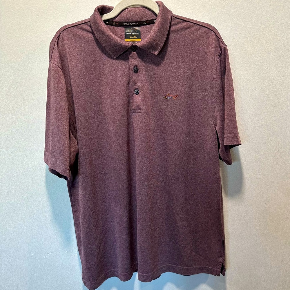 Greg Norman Purple Collared 1/4 Button Up Short Sleeve Five Iron Polo Mens Large